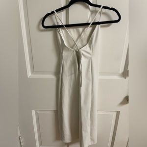 Forever 21 White Faux Leather Crisscross Midi Dress size small